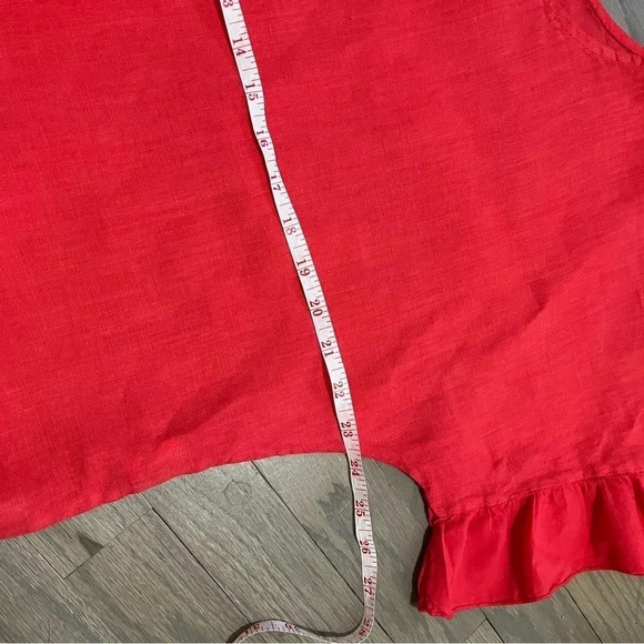 TERZO MILLENIO 100% Linen Women’s Red Top. Ruffle hem. Excellent condition! S - Picture 4 of 7